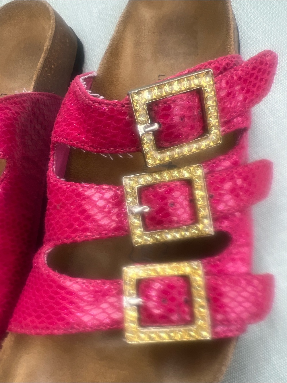 Betula by Birkenstock Hot Pink Triple Buckle Slide Sandals sz 38 euro - Picture 3 of 5